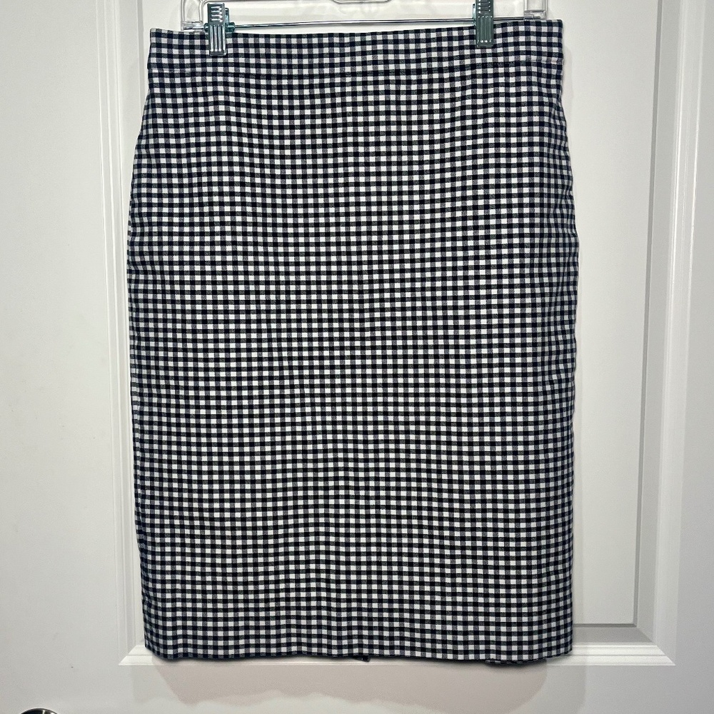 JCrew Black/White Checkered Number 2 Pencil Skirt, 8 TALL